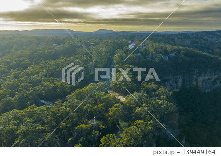 Aerial view of Victoria Pass near Mount Victoria in the Blue Mountains 139449164