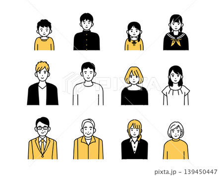 様々な年齢層の人々のイラストセット 139450447
