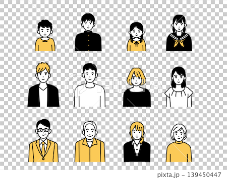 様々な年齢層の人々のイラストセット 139450447