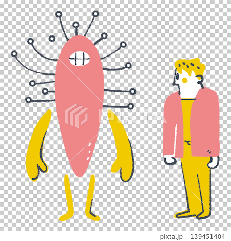 A business illustration depicting the interaction and confrontation between AI and humans in the implementation of new technologies and the consideration of digital transformation (DX). A business illustration depicting the interaction and confrontation between AI and humans in the implementation of new technologies and the consideration of digital transformation (DX). 139451404