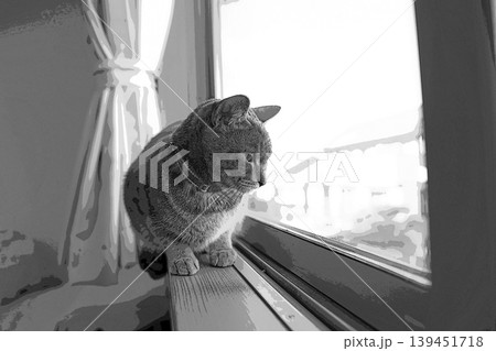 スケッチ風 猫 ネコ ねこ キジトラ グレー 雌 メス 雌ねこ 雌ネコ 元気 かわいい 癒し スケッチ風 猫 ネコ ねこ キジトラ グレー 雌 メス 雌ねこ 雌ネコ 元気 かわいい 癒し 139451718