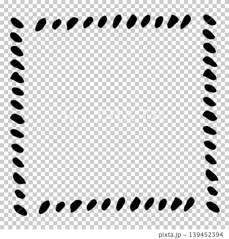 A square, Japanese-style frame drawn with brushstroke-like stippling; a simple black hand-drawn frame vector illustration. A square, Japanese-style frame drawn with brushstroke-like stippling; a simple black hand-drawn frame vector illustration. 139452394