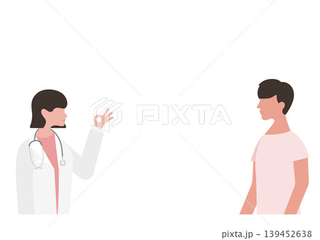 男性患者にOKサインをする女医のベクターイラスト素材 男性患者にOKサインをする女医のベクターイラスト素材 139452638