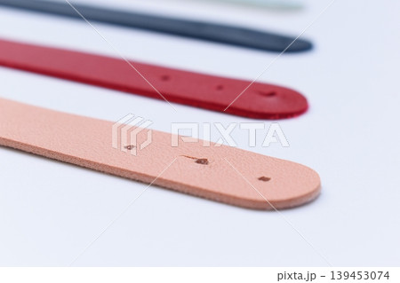 pastel colorful leather strap isolated on white background 139453074