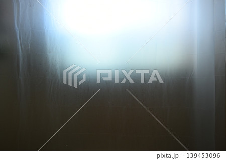 plastic curtain texture in bathroom, scary scene 139453096