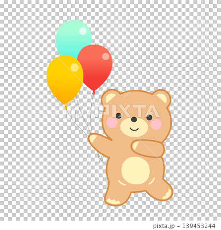 A cute teddy bear holding a balloon A cute teddy bear holding a balloon 139453244