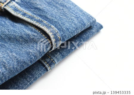 blue denim texture isolated on white background, jean fashion style 139453335