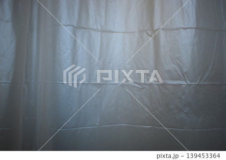white plastic curtain texture in bathroom white plastic curtain texture in bathroom 139453364