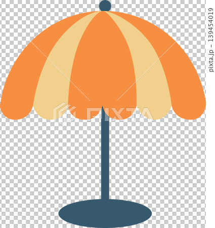 Minimal Summer Beach Umbrella Flat Illustration with Orange Stripes 139454019