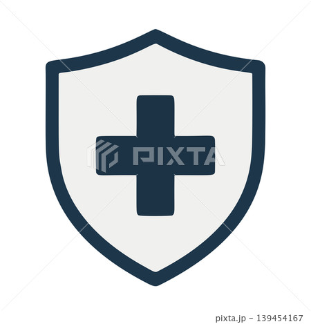 Modern Flat Design Shield with Medical Cross Symbol for Health and Safety Protection 139454167
