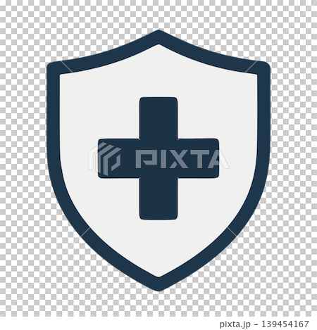 Modern Flat Design Shield with Medical Cross Symbol for Health and Safety Protection 139454167