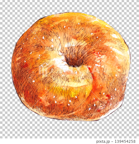 Watercolor illustration bagel 139454258