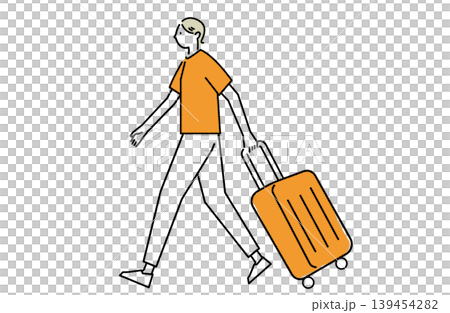 A woman walking with a carry-on suitcase A woman walking with a carry-on suitcase 139454282