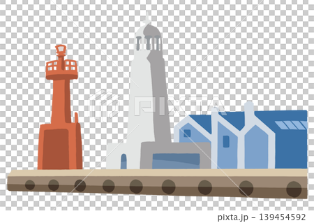 港の灯台と埠頭のベクターイラスト 港の灯台と埠頭のベクターイラスト 139454592