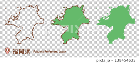Fukuoka Prefecture Map Illustration Set | Kyushu Region, Geography, Educational Materials Fukuoka Prefecture Map Illustration Set | Kyushu Region, Geography, Educational Materials 139454635