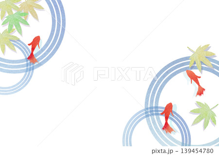 水彩金魚が泳いでいる夏イメージの背景イラスト 水彩金魚が泳いでいる夏イメージの背景イラスト 139454780