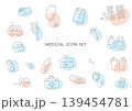 シンプルな医療アイコンセット 線画イラスト 139454781
