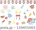 お祭り 文字 鳥居 夏祭り 花火 屋台 食べ物 イラスト素材 139455003