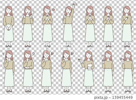 年輕女子的各種姿勢(全身照) 年輕女子的各種姿勢(全身照) 139455449