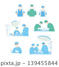 手術と手術室のイラストセット:外科医、看護師、医療処置 手術と手術室のイラストセット:外科医、看護師、医療処置 139455844