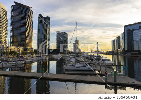 Landscape of Yarra's Edge Marina at twilight in South Melbourne, Australia Landscape of Yarra's Edge Marina at twilight in South Melbourne, Australia 139456481