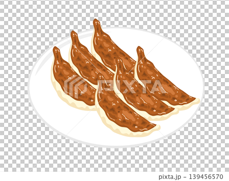 お皿にのった餃子のイラスト 139456570