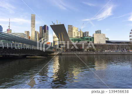 Melbourne, Australia - July 7, 2024 : Landscape of the South Wharf with the blue sky in Melbourne, Australia on July 7, 2024. Melbourne, Australia - July 7, 2024 : Landscape of the South Wharf with the blue sky in Melbourne, Australia on July 7, 2024. 139456638