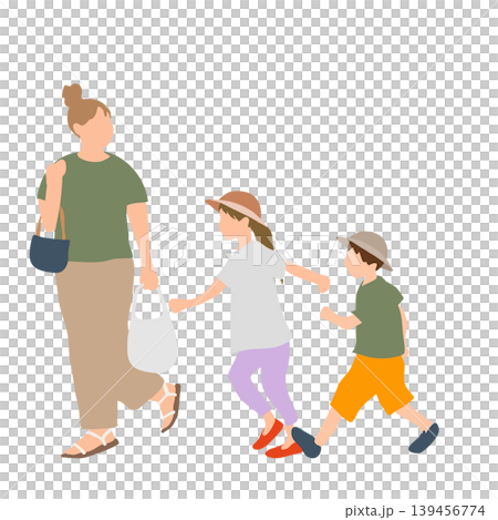 A mother walking with her child: An illustration of everyday family life. A mother walking with her child: An illustration of everyday family life. 139456774