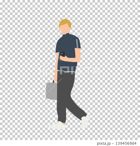 An illustration of a young man walking with a bag. An illustration of a young man walking with a bag. 139456984