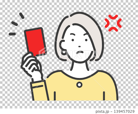 一名年輕女子因被出示紅牌而勃然大怒。 一名年輕女子因被出示紅牌而勃然大怒。 139457029