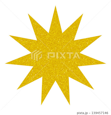 Yellow glitter star shape, space figure shiny shimmer texture, starburst grainy kids vector design, sparkling decoration 139457146