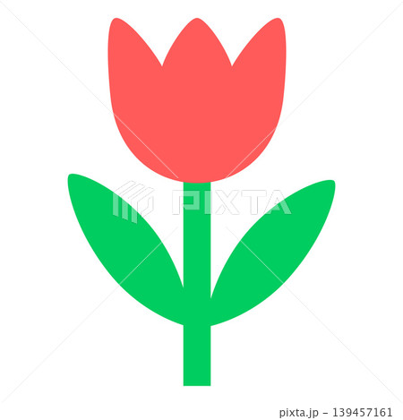 Red tulip flower and leaves doodle vector icon, beautiful spring blossom plant, garden floral design single element Red tulip flower and leaves doodle vector icon, beautiful spring blossom plant, garden floral design single element 139457161