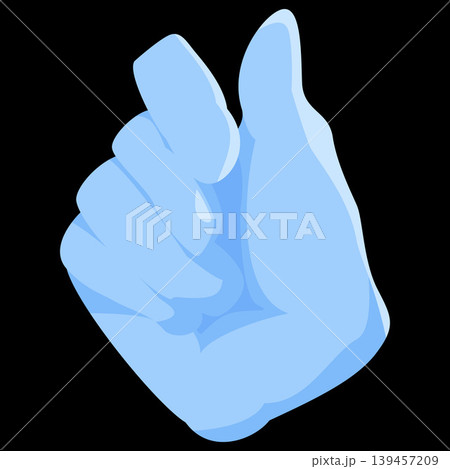 A magician's hand in a blue glove with bent fingers demonstrates a trick. A magician's hand in a blue glove with bent fingers demonstrates a trick. 139457209