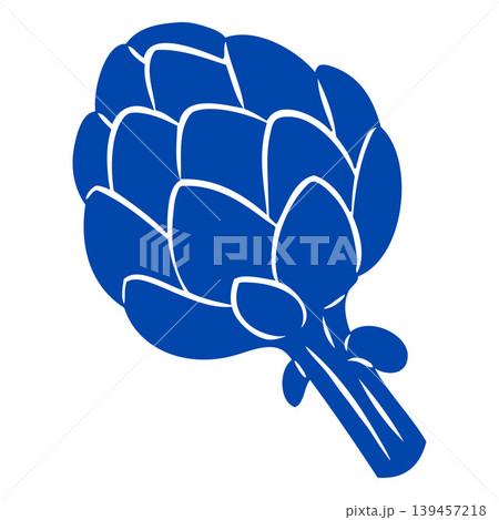 Fresh artichoke blue line art, hand drawn natural dieting eco food, agriculture salad plant, ripe farm vegetable product 139457218