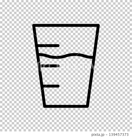 メモリ付きのコップに入った液体を表すシンプルな線画ピクトグラムのベクターイラスト メモリ付きのコップに入った液体を表すシンプルな線画ピクトグラムのベクターイラスト 139457373