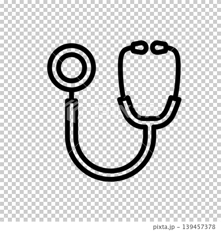 診察室や聴診器を表すシンプルな線画ピクトグラム 139457378