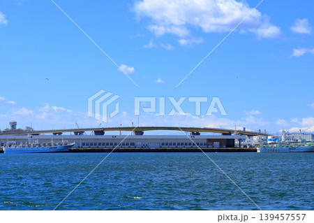 八戸市 臨海工業地帯と八太郎大橋|冠雪の八甲田山と櫛ヶ峯が見える青空の景観 八戸市 臨海工業地帯と八太郎大橋|冠雪の八甲田山と櫛ヶ峯が見える青空の景観 139457557
