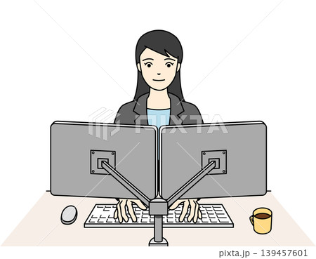 オフィスで落ち着いてパソコン作業に取り組むスーツの女性 139457601