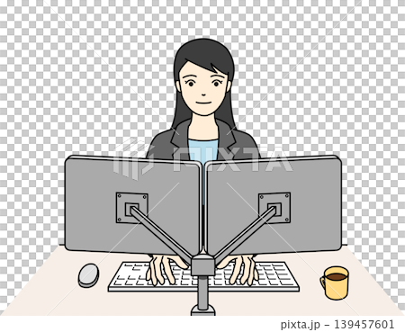 オフィスで落ち着いてパソコン作業に取り組むスーツの女性 139457601