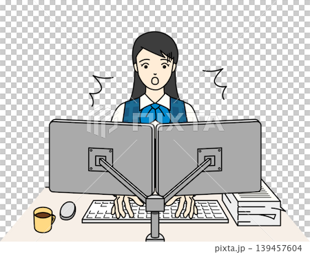 A woman in a uniform is shocked by work-related troubles and mistakes. A woman in a uniform is shocked by work-related troubles and mistakes. 139457604