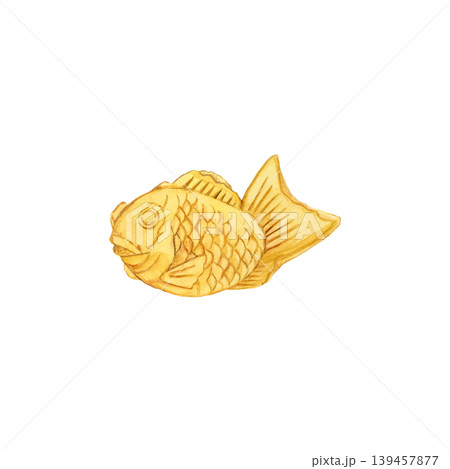 手描き水彩のたい焼きイラスト 139457877