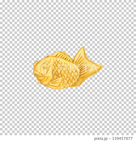 手描き水彩のたい焼きイラスト 139457877