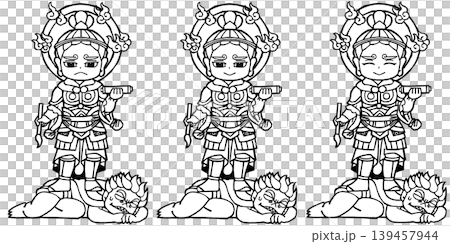 Set - Four Heavenly Kings - Virūpākṣa (monochrome) Set - Four Heavenly Kings - Virūpākṣa (monochrome) 139457944