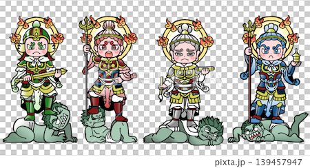 Set of the Four Heavenly Kings (Dhritarashtra, Virudhaka, Virupaksha, Vaishravana) 139457947