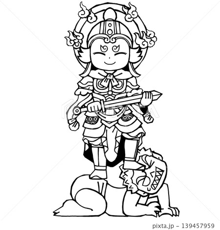 四天王・持国天(笑・モノクロ) 四天王・持国天(笑・モノクロ) 139457959