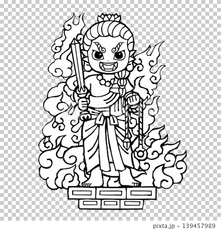 不動明王(站立,微笑,單色) 不動明王(站立,微笑,單色) 139457989