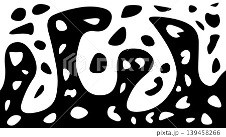 Abstract black and white pattern featuring fluid organic shapes and irregular spot motifs. Modern monochrome background with hand drawn wavy elements for creative graphic design. Abstract black and white pattern featuring fluid organic shapes and irregular spot motifs. Modern monochrome background with hand drawn wavy elements for creative graphic design. 139458266