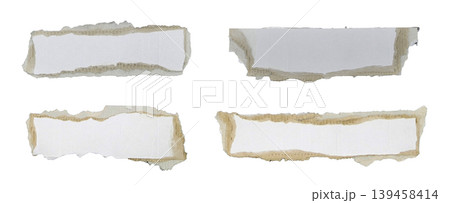 White kraft paper torn into pieces isolated on white background White kraft paper torn into pieces isolated on white background 139458414