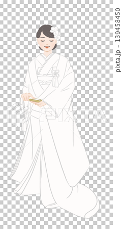 Illustration of a woman wearing a white wedding kimono Illustration of a woman wearing a white wedding kimono 139458450