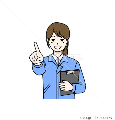 女性作業員 説明 指差し 案内 クリップボード イラスト 139458575